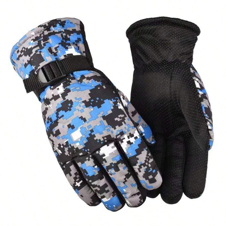 A Pair Of Winter Cycling Warm Camouflage Gloves, Non-slip, Velvet And Thickened Gloves
