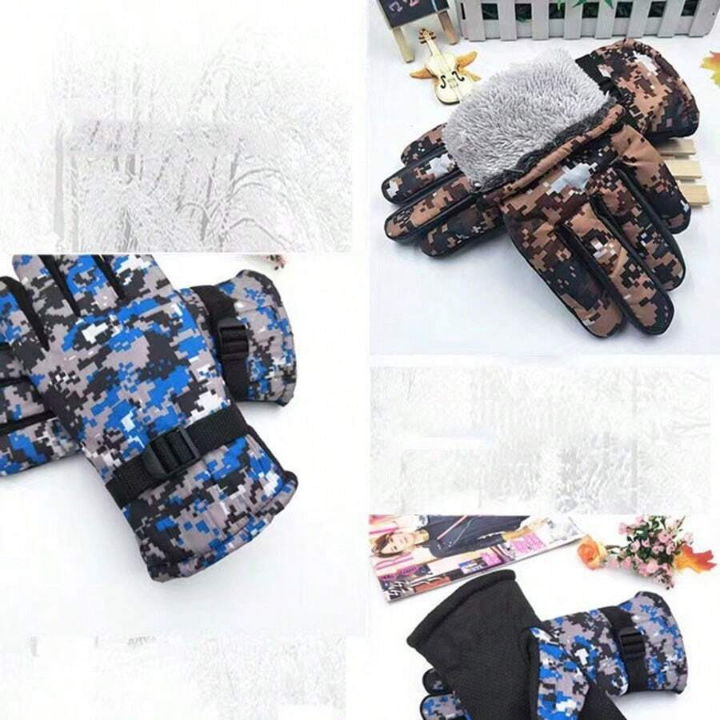 A Pair Of Winter Cycling Warm Camouflage Gloves, Non-slip, Velvet And Thickened Gloves