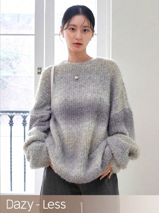 Dazy-Less Ombre Drop Shoulder Oversized Sweater