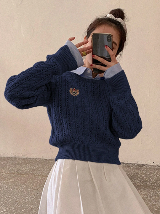 DAZY Preppy Style Long Sleeve Women's Sweater