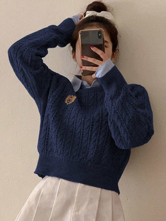 DAZY Preppy Style Long Sleeve Women's Sweater