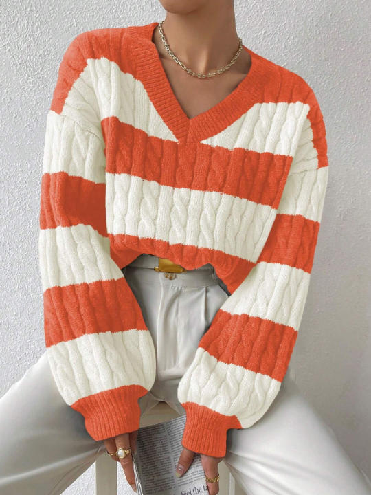 Essnce Women's Striped Pullover Sweater