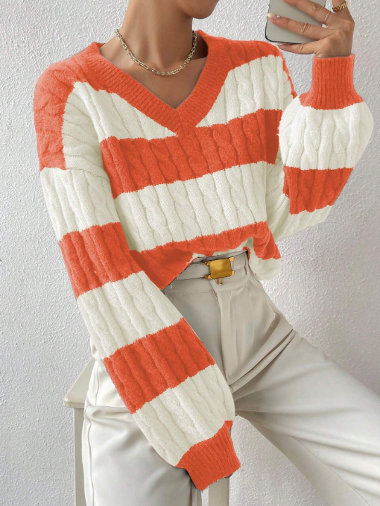 Essnce Women's Striped Pullover Sweater