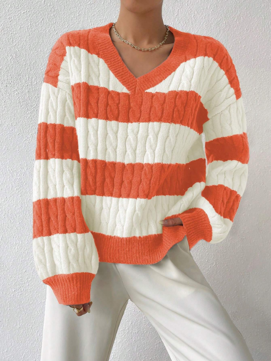 Essnce Women's Striped Pullover Sweater