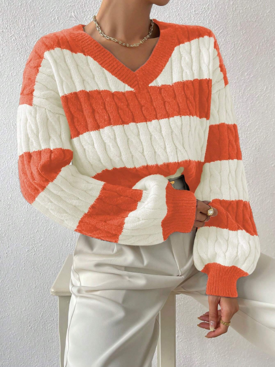 Essnce Women's Striped Pullover Sweater