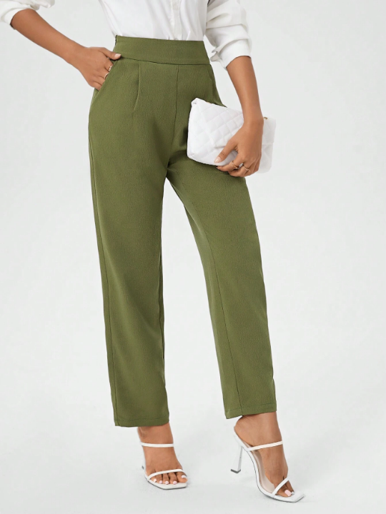 Ladies Solid Color Straight Leg Pants