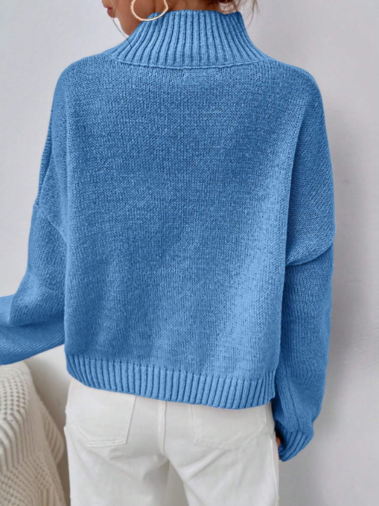 Mock Neck Drop Shoulder Sweater