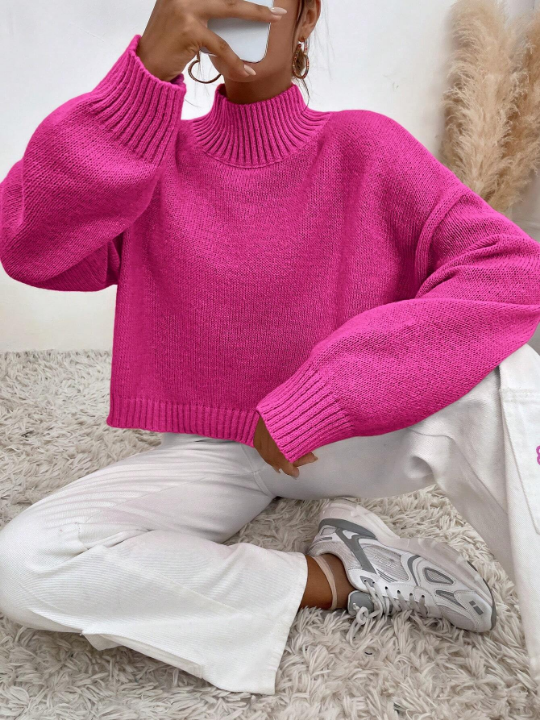 Mock Neck Drop Shoulder Sweater