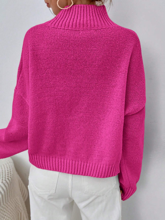 Mock Neck Drop Shoulder Sweater