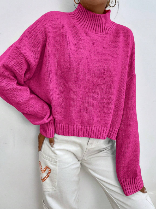 Mock Neck Drop Shoulder Sweater