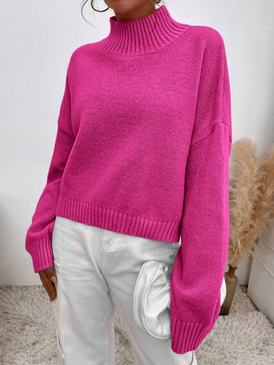 Mock Neck Drop Shoulder Sweater