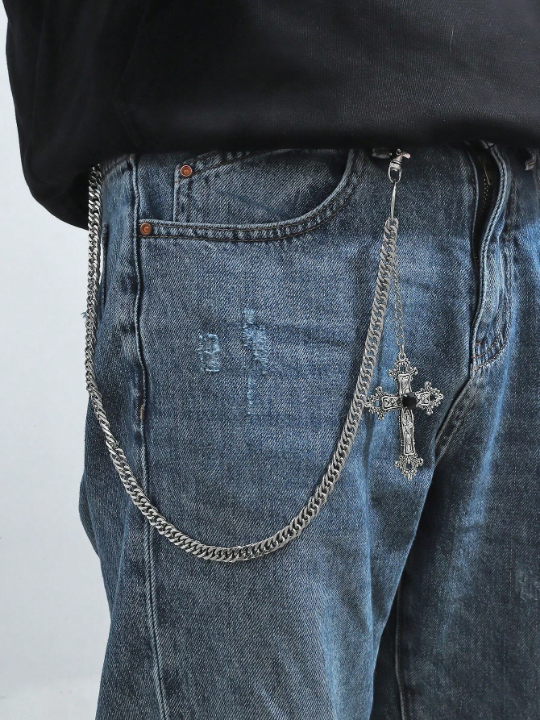 1pc Men's Silver Color Trouser Chain