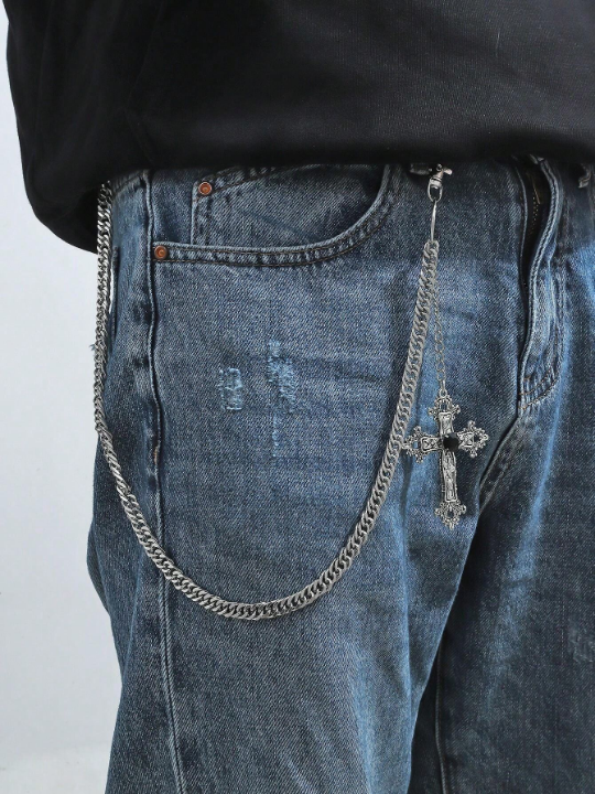 1pc Men's Silver Color Trouser Chain