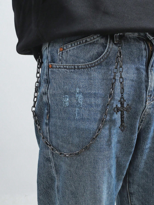 1pc Men's Silver-colored Trousers Chain