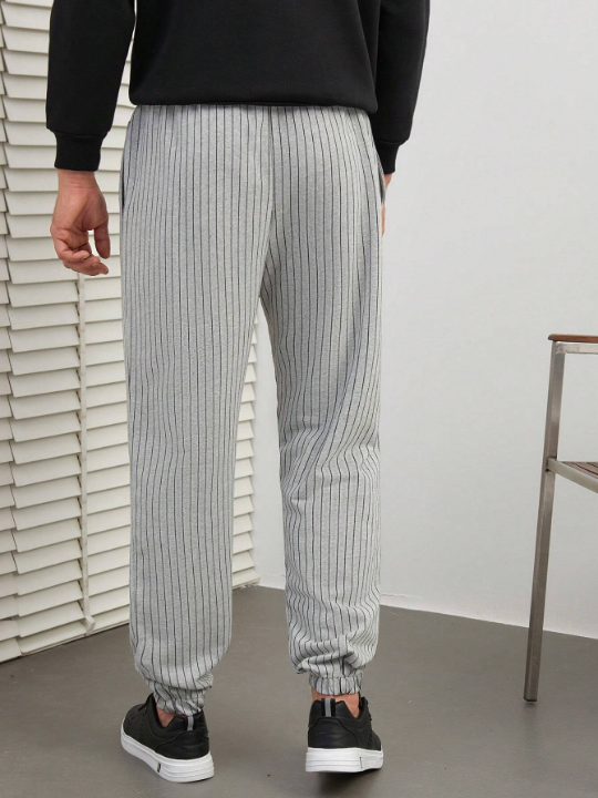 Manfinity Homme Men's Striped Drawstring Waist Long Pants