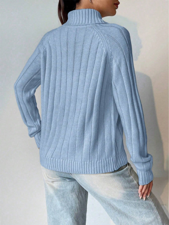 Turtle Neck Wide Ribbed Sweater