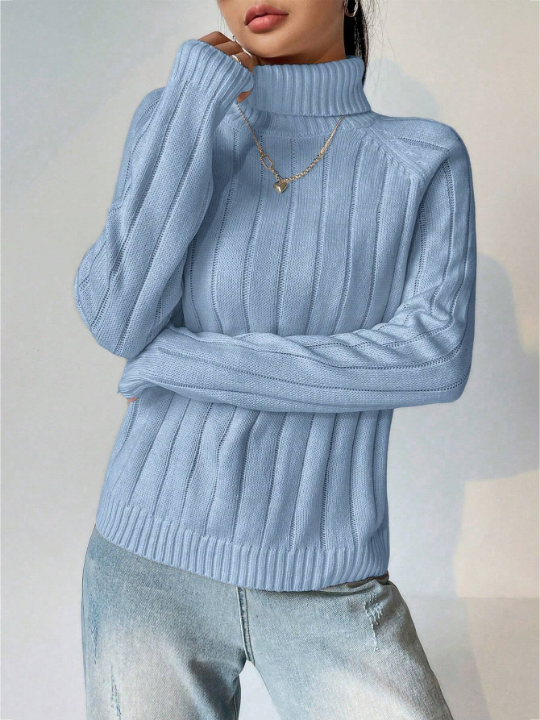 Turtle Neck Wide Ribbed Sweater