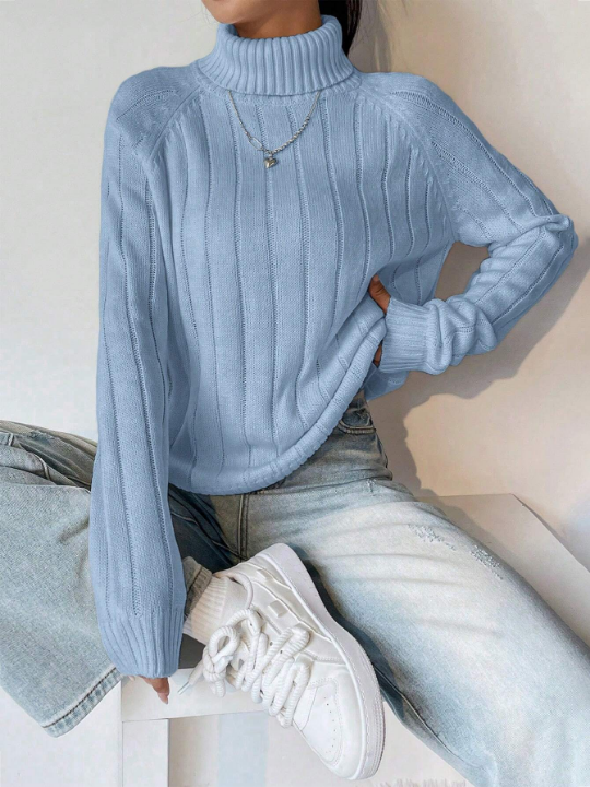 Turtle Neck Wide Ribbed Sweater