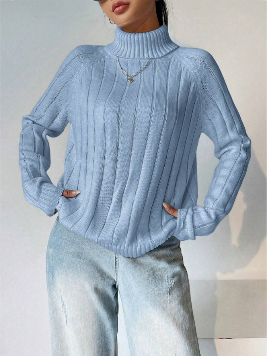 Turtle Neck Wide Ribbed Sweater