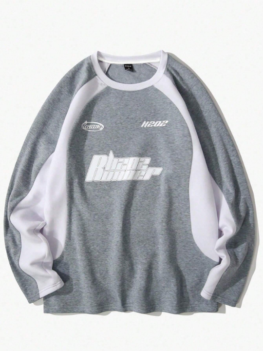 Manfinity Hypemode Men Letter Graphic Raglan Sleeve Sweatshirt