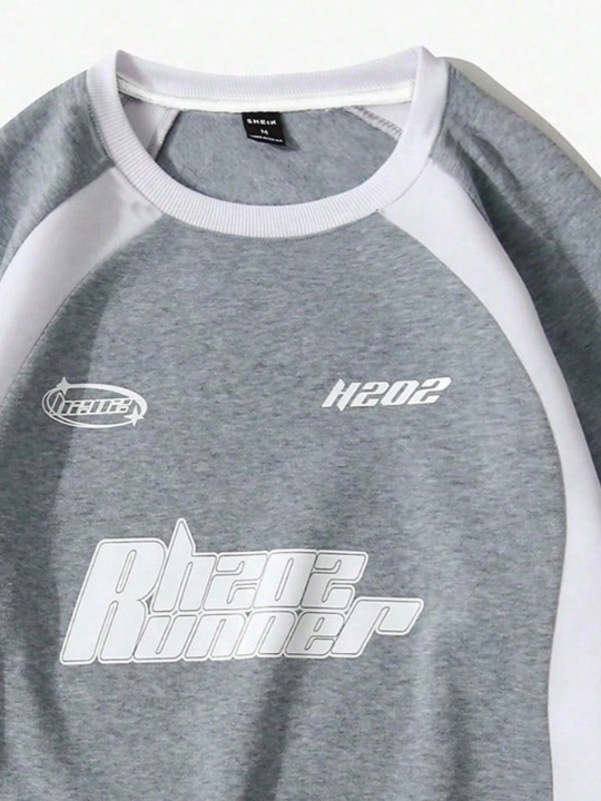 Manfinity Hypemode Men Letter Graphic Raglan Sleeve Sweatshirt