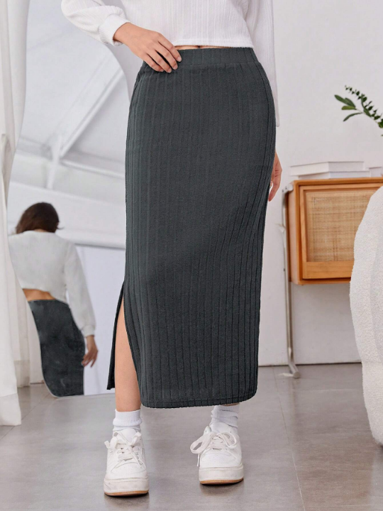 Teenage Girls' Elegant High-low Hem Split Skirt