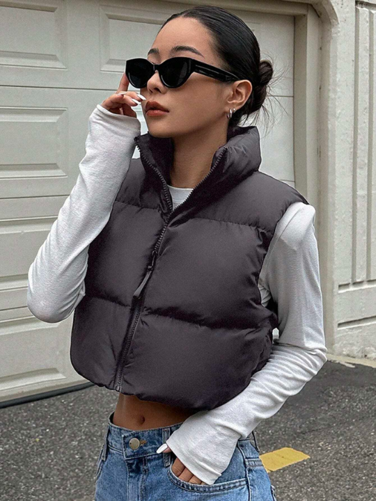 Dazy Star Sleeveless Zipper Padded Jacket