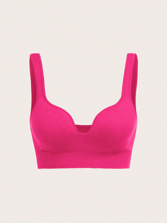 Yoga Basic Women's Solid Color Wide Shoulder Strap Sports Bra