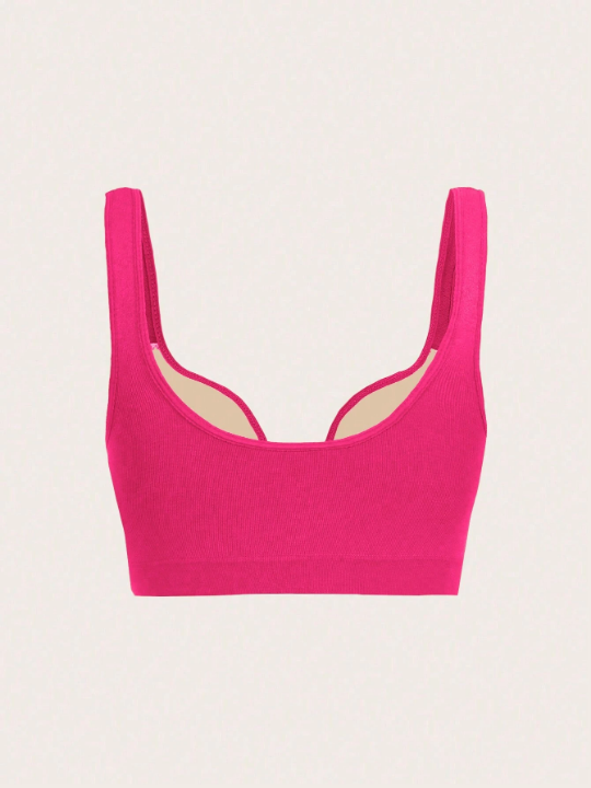 Yoga Basic Women's Solid Color Wide Shoulder Strap Sports Bra