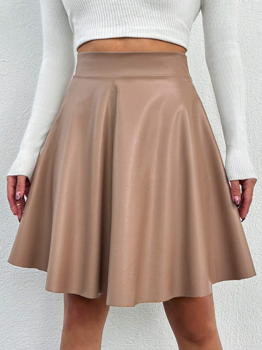 Women's Solid Color A-line Mini Skirt