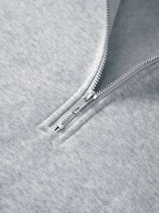 Men's Solid Color Half Zipper Hooded Sweatshirt