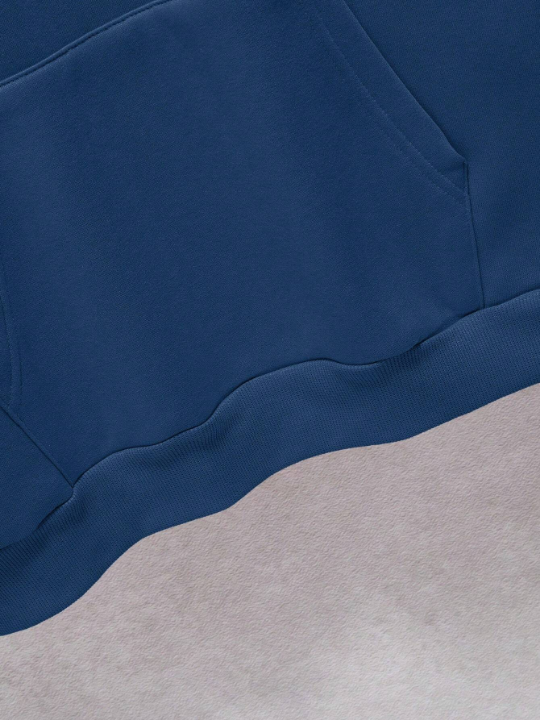 Men's Solid Color Long Sleeve Hooded Drawstring Sweatshirt