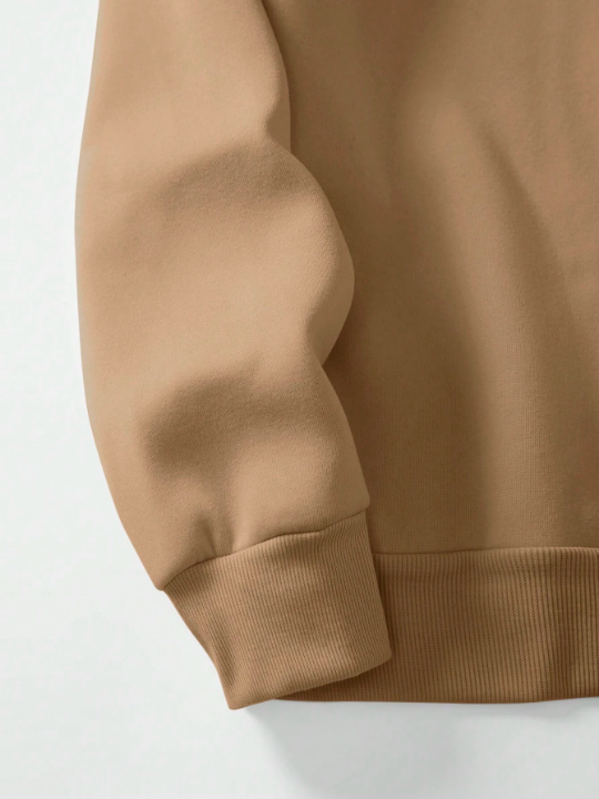 Men's Solid Color Half Zipper Stand Collar Sweatshirt