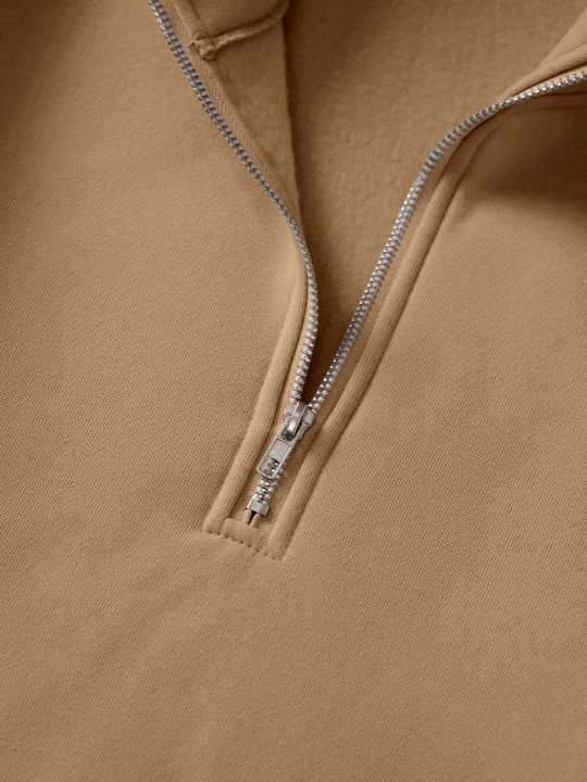 Men's Solid Color Half Zipper Stand Collar Sweatshirt