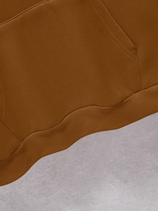 Men's Solid Color Hooded Long Sleeve Pullover Sweatshirt With Drawstring