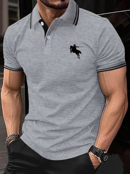 Manfinity Men's Horseman Print Polo Shirt