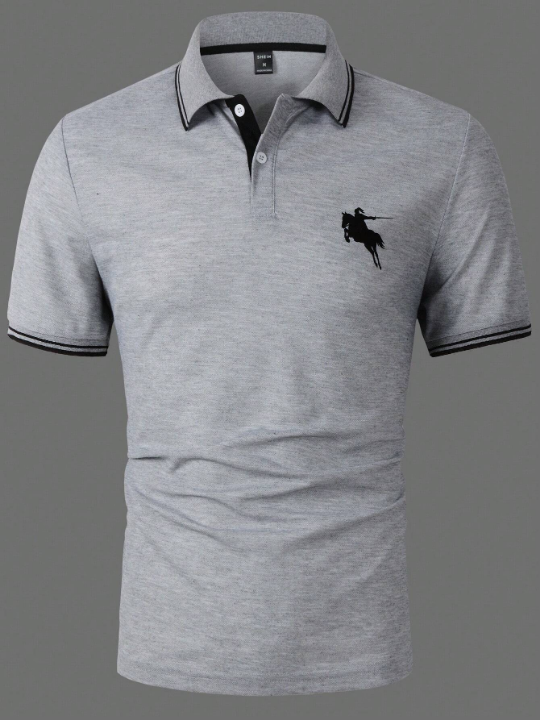 Manfinity Men's Horseman Print Polo Shirt