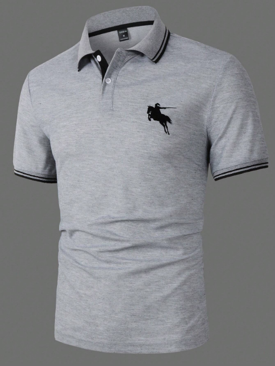 Manfinity Men's Horseman Print Polo Shirt