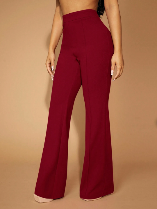 SXY Solid High Waist Flared Long Pants