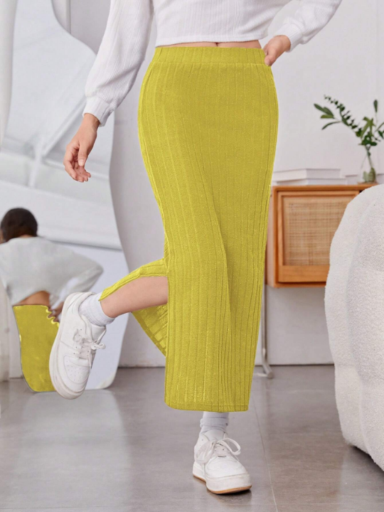 Teenage Girls' Elegant Slit Skirt