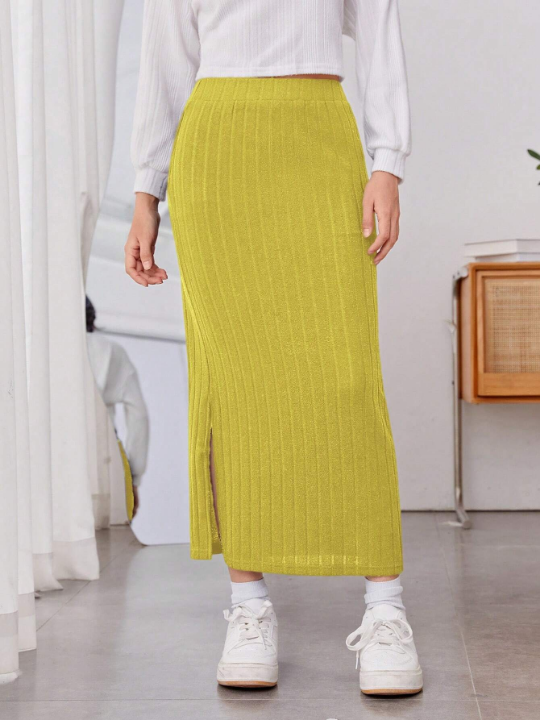 Teenage Girls' Elegant Slit Skirt