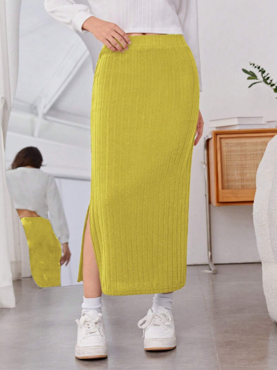 Teenage Girls' Elegant Slit Skirt