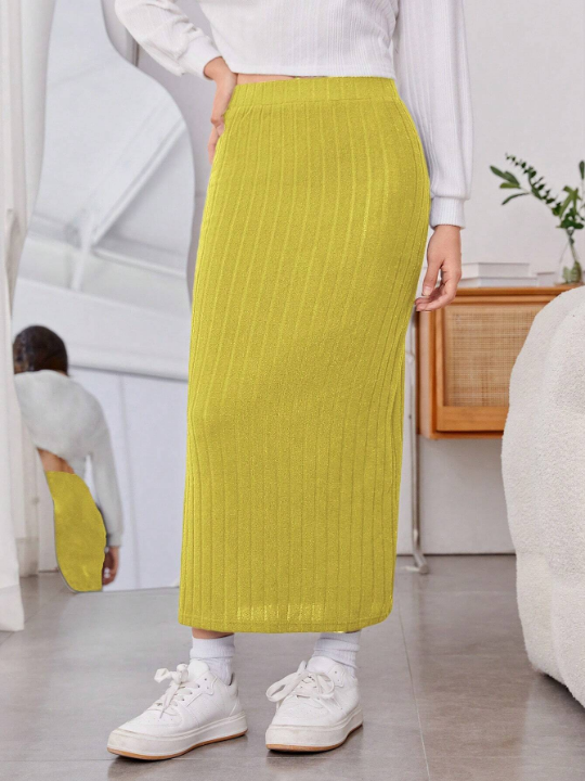 Teenage Girls' Elegant Slit Skirt