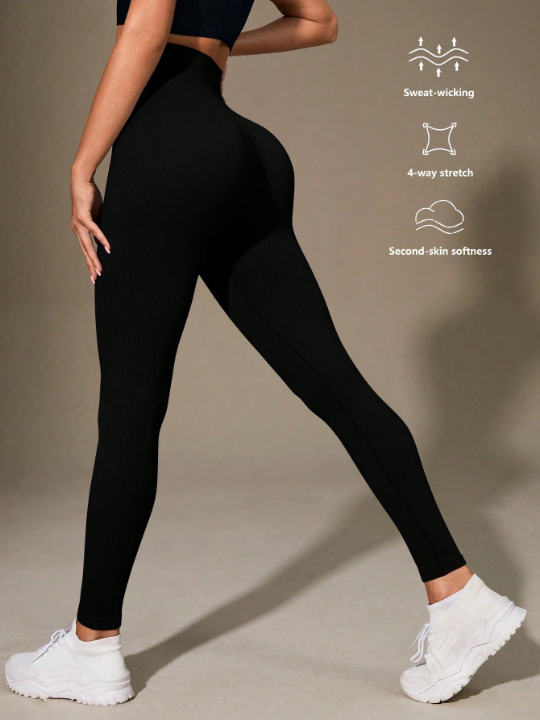 High Stretch Rib Knit Sports Leggings