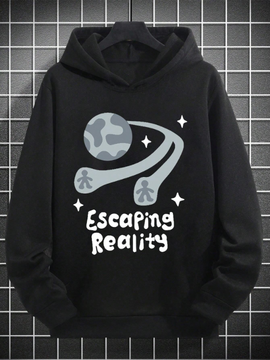 Men's Letter Printed Long Sleeve Hoodie