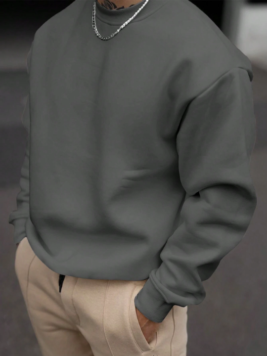 Men's Solid Color Round Neck Sweatshirt