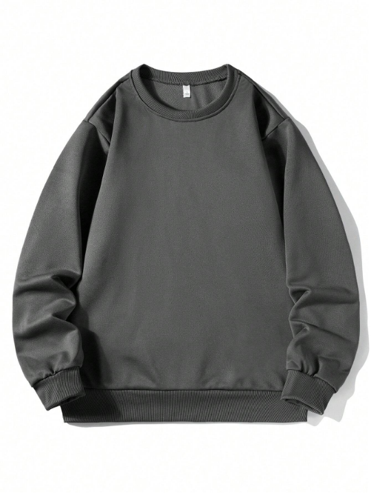 Men's Solid Color Round Neck Sweatshirt