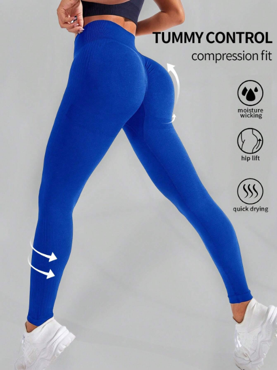 Yoga Basic Solid Tummy Control Sports Leggings