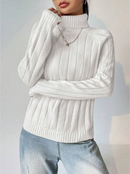 Wide Ribbed Turtleneck Sweater