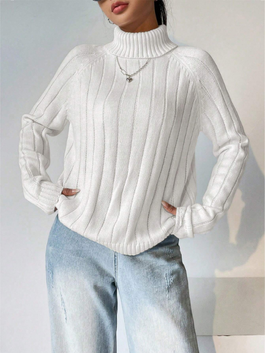 Wide Ribbed Turtleneck Sweater